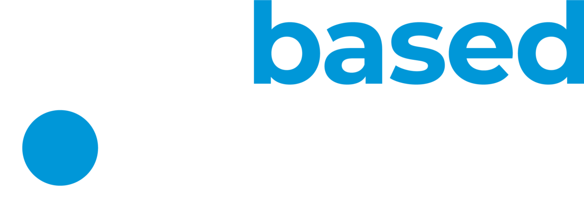 webbased.training Logo in weiß mit blauem Akzent